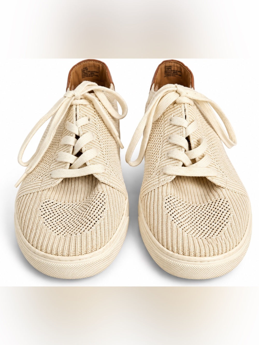 Lucky Brand Women’s Size 10 M EU 42 Cream Knit Lace Up Sneakers Tan Trim